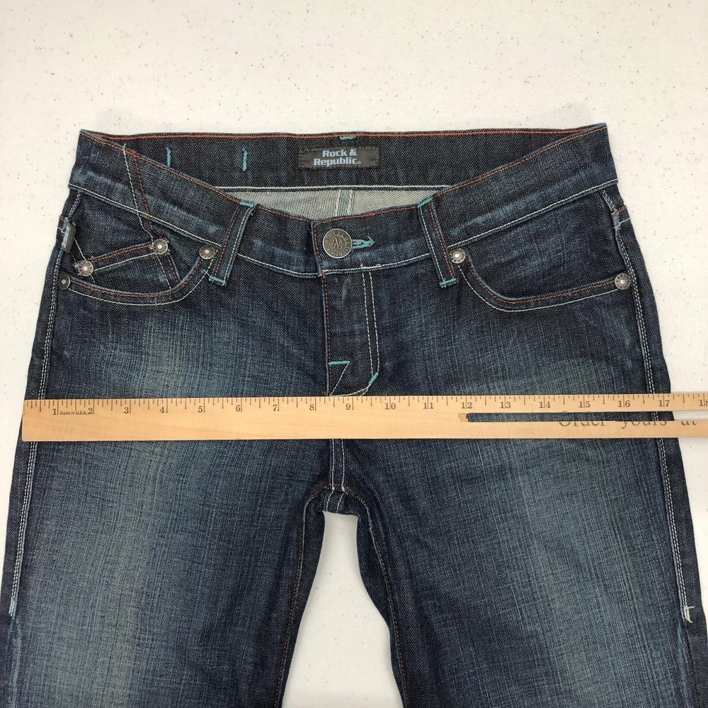 Rock & Republic Kurt Jeans Womens 26 Blue Low Rise Slim Bootcut Stretch 26x32 - Picture 8 of 16